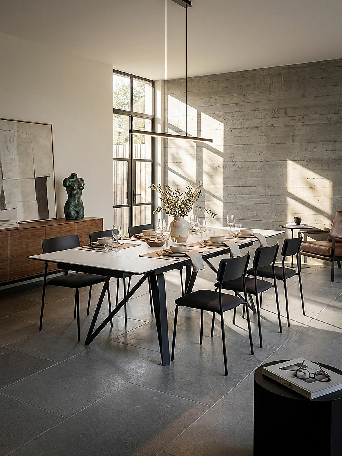 ESSTISCH Ausziehbar Keramik Glas Marmoroptik Rechteckig Groß, Weiß 180x95x76 cm - Schwarz/Weiß, Keramik/Metall (95/180/76cm) - KADIMA DESIGN