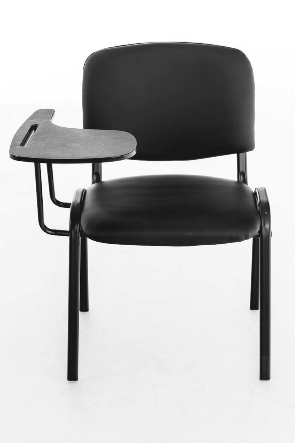BESUCHERSTUHL 4er Set Lederlook Schwarz - Schwarz, Textil/Metall (53/81/71cm) - CLP