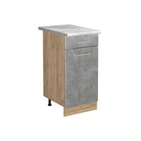 KÜCHENUNTERSCHRANK R-Line, Beton/Goldkraft Eiche, 40 cm Arbeitsplatte Marmor - Honigeiche/Grau, Holzwerkstoff (40/81.6/60cm) - Vicco