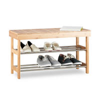 SCHUHREGAL - Hellbraun, Holz/Metall (74/43/30cm) - Relaxdays