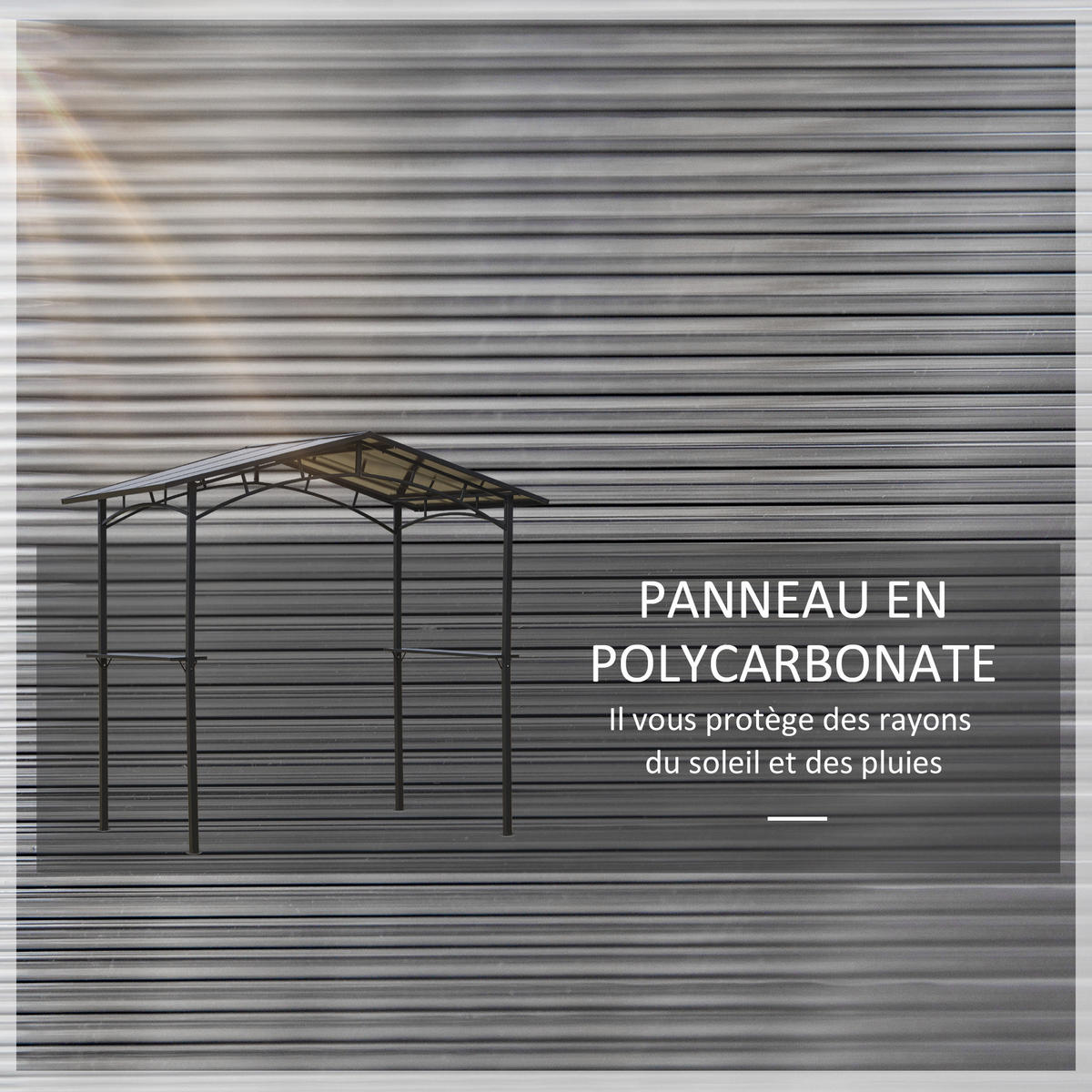 PAVILION DE-12562 2,5/1,5 m mit 2 Ablagen Schwarz - Schwarz, Metall (149/230/246cm) - ComfortXL
