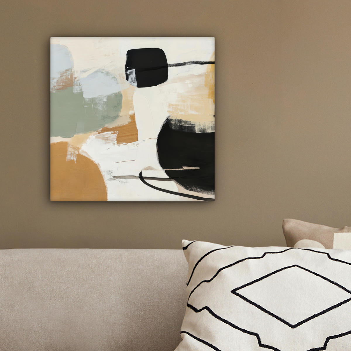 LEINWANDBILD Farbe - Abstrakt - Farben 20x20 cm - Currygelb, Textil (20/20cm) - MuchoWow