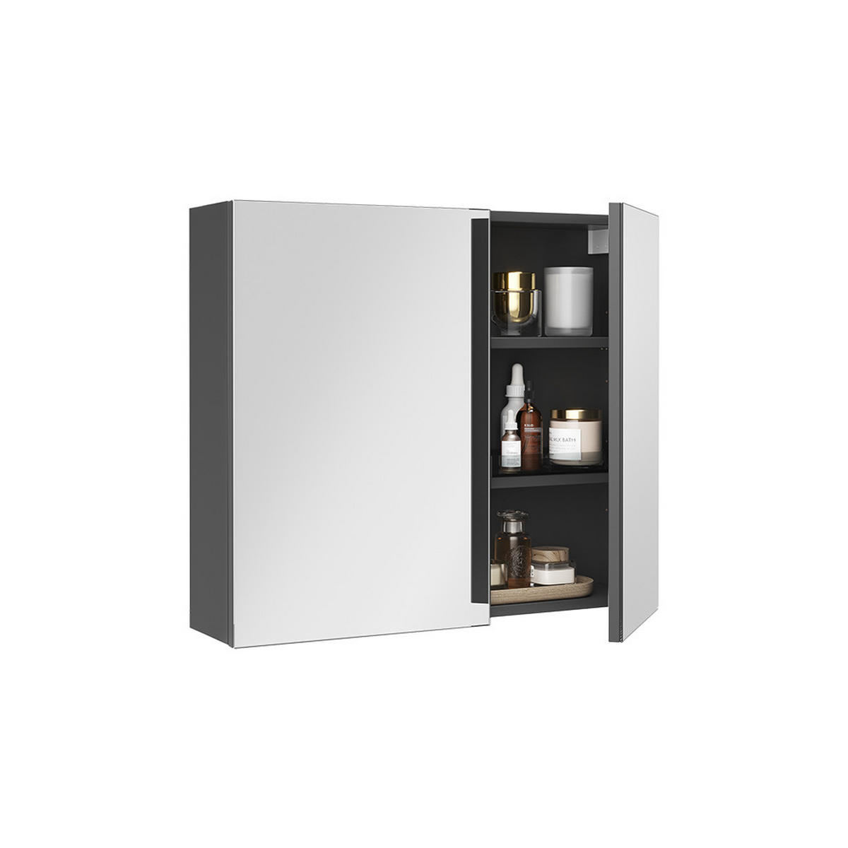KOPALNIŠKA OMARICA Z OGLEDALOM Lavia, Antracit, 70 x 60.2 cm - antracit, leseni material (70/170/17cm) - Vicco