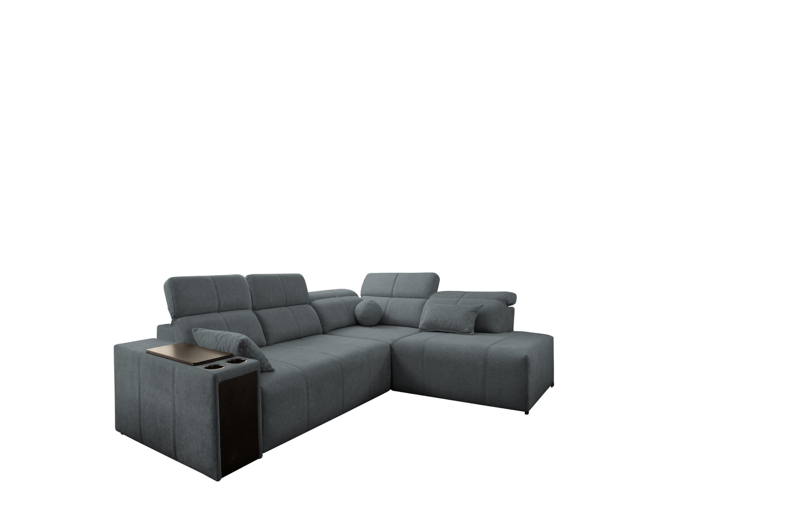 ECKSOFA Mindy VII mit Schlaffunktion und verstellbarer Rückenlehne, Stoff Verita Dunkelgrau Rechts - Dunkelgrau, Holz/Textil (288/230cm) - Kaiser Möbel