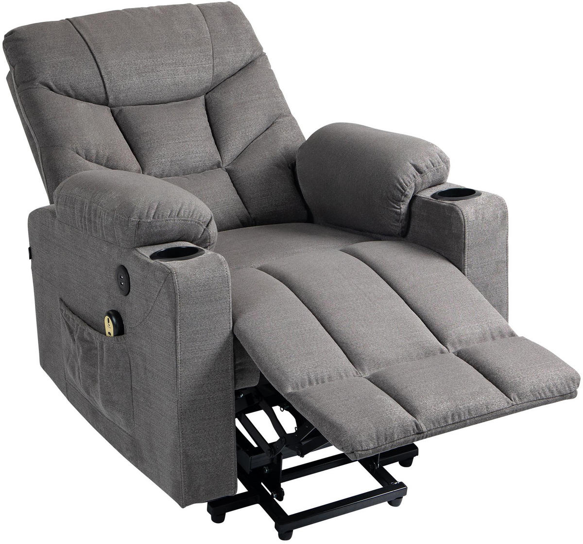 SESSEL Stoff grau - Schwarz/Grau, Textil/Metall (84/104/95cm) - CLP