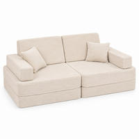KINDERSOFA mit Schlaffunktion, Cord Beige, modular, 160/80 cm - Beige, Textil (160/24/80cm) - AngeLove