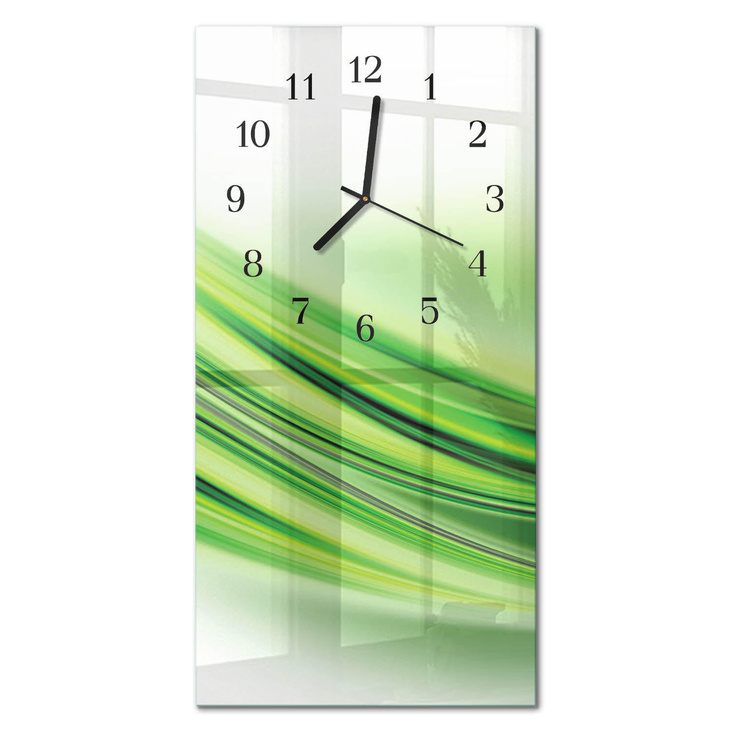 WANDUHR 60x30 cm - Abstraktion - Grün, Glas (30/60/0.4cm) - TULUP