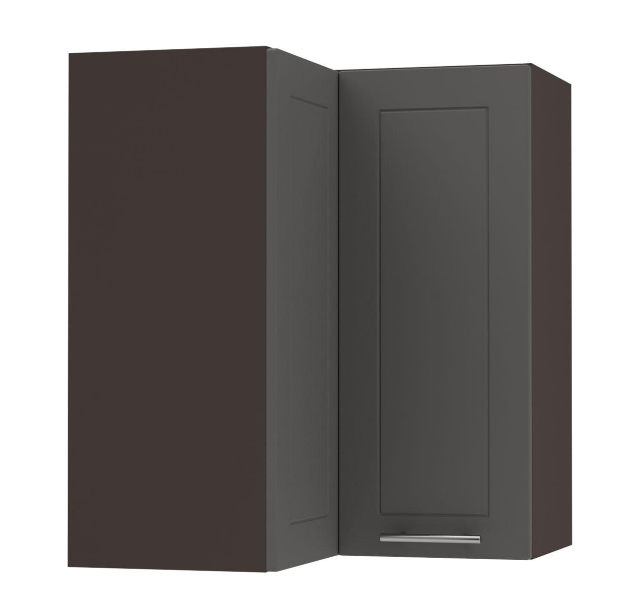 ECKHÄNGESCHRANK Kvantum W12/60 Graphit Matt / Lava Matt 60 / 60 / 72cm - Dunkelgrau/Graphitfarben, Holz/Holzwerkstoff (60/72/60cm) - Feldmann-Wohnen