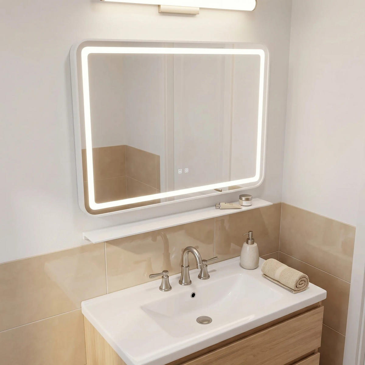 LED Regalspiegel Rea 80x60 Cm L-8060 - Transparent, Glas (80/60/3cm) - REA