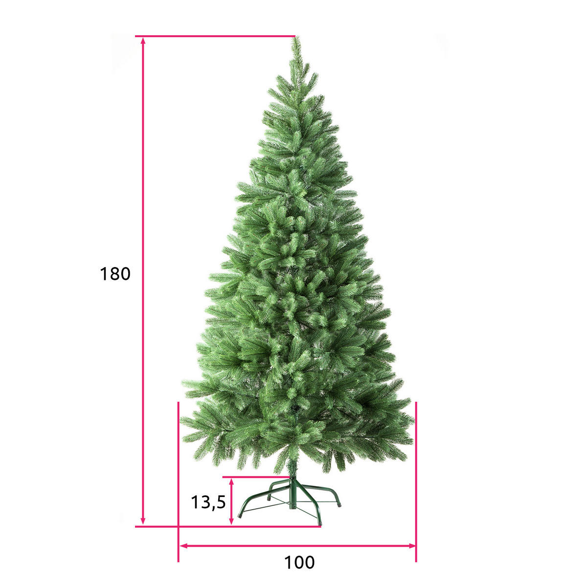 WEIHNACHTSBAUM ,inklusive Metallständer mit Kunststoffkappen,grün - Grün, Kunststoff (180cm) - tectake