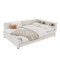 SCHLAFSOFA 140/200 cm in Beige mit Ausziehbett, LED und USB Type-C - Beige, Holzwerkstoff/Textil (140/200cm) - CHICFURN