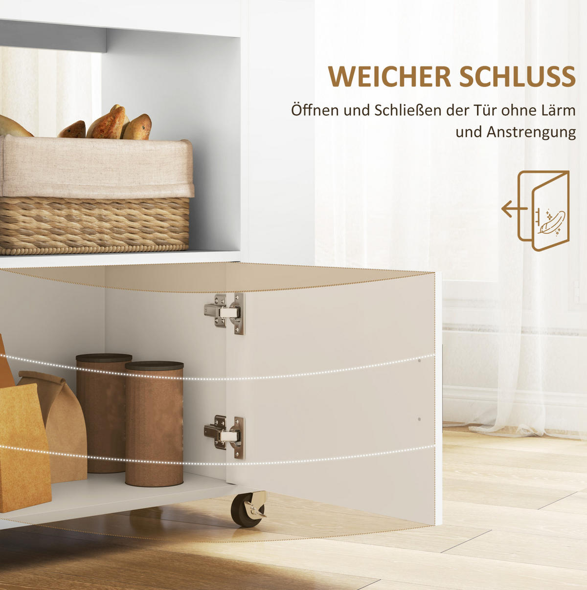 KÜCHENWAGEN 83/40/83 cm in Eiche mit Weinregalen und Rollen - Weiß, Holzwerkstoff (83/83/40cm) - Flora Grace