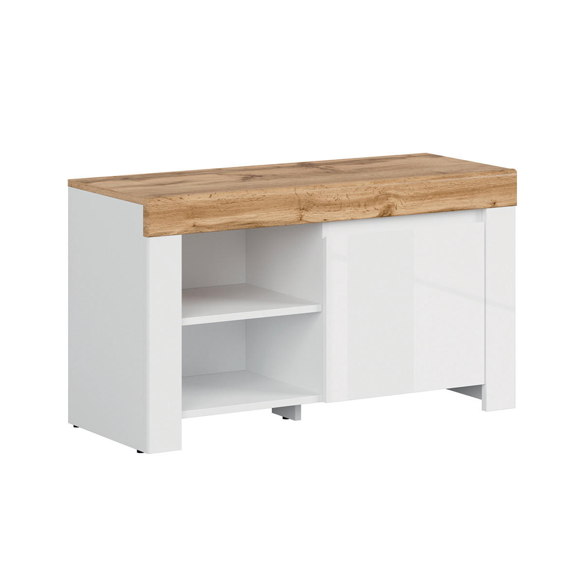 SCHUHMÖBEL Hella Weiß und Holz - Weiß, Holzwerkstoff (92/53/37cm) - Petits-meubles