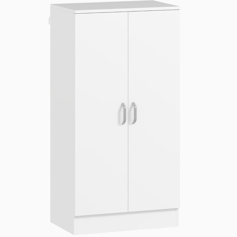 SCHUHSCHRANK 55/35/108 cm mit verstellbaren Regalen, Dämpfungsscharnieren und Kippschutz, Weiß - Weiß, Holz (55/108/35cm) - Redom