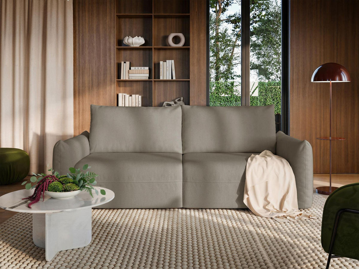 SCHLAFSOFA Theolla Beige - Beige/Schwarz, Textil/Metall (248/97/111cm) - Selsey