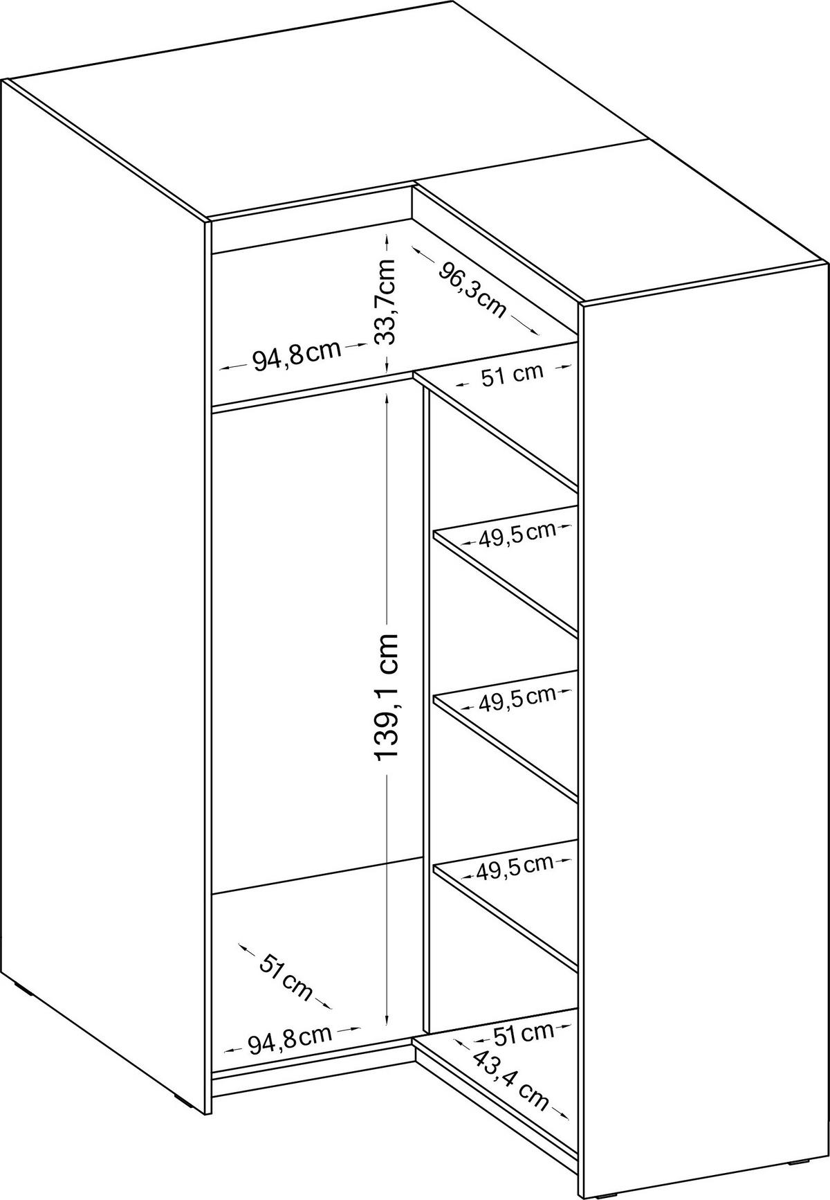ECKSCHRANK Storicos Sonoma Eiche 97,8/190,5/97,8 cm – Modern, ideal für Ecken - Beige, Holzwerkstoff/Kunststoff (97.8/190.5/97.8cm) - AX Living