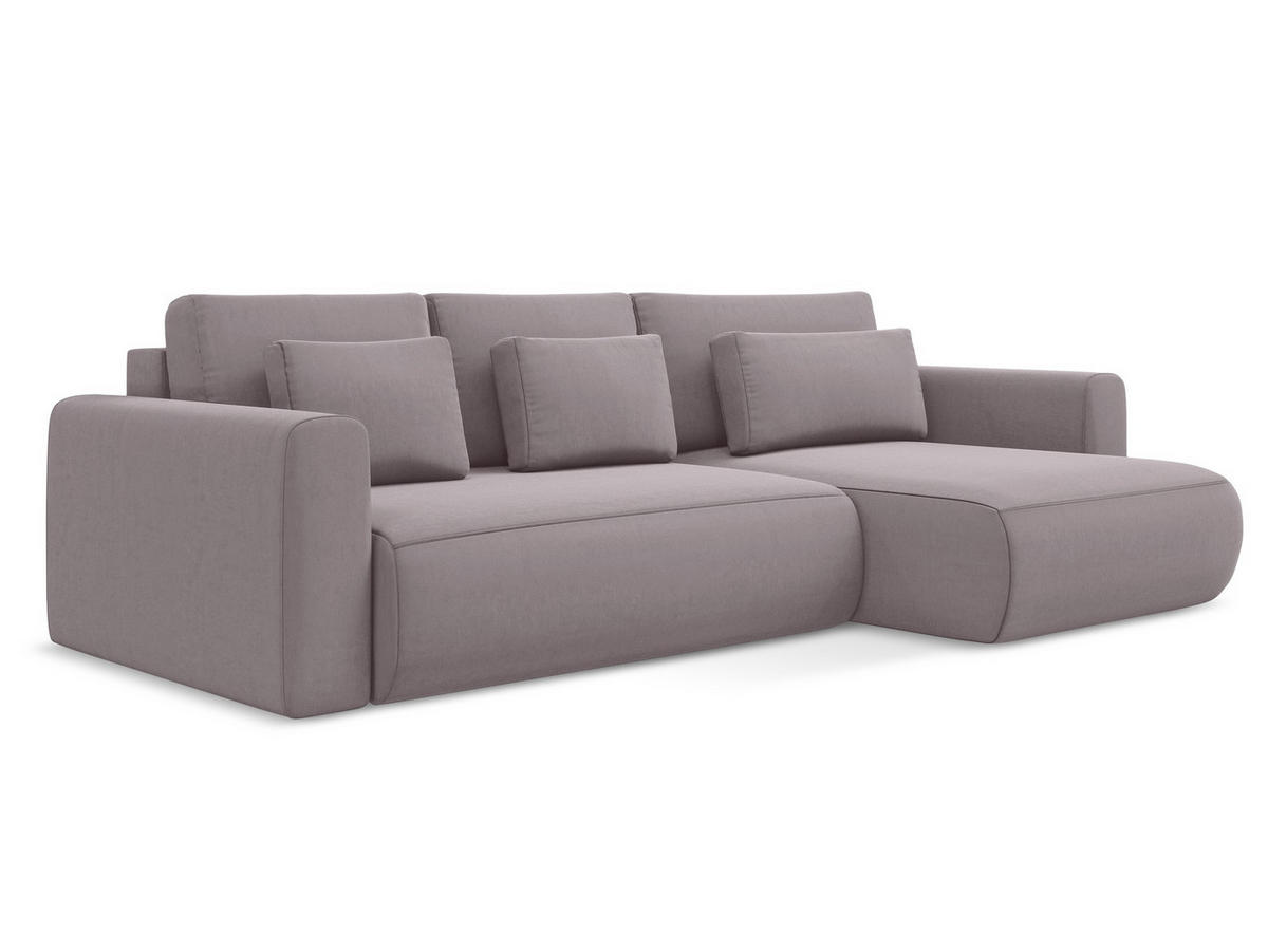 ECKSOFA mit Schlaffunktion Samt Stoff Violett - Lila/Flieder, Kunststoff/Textil (278/149cm) - Makamii