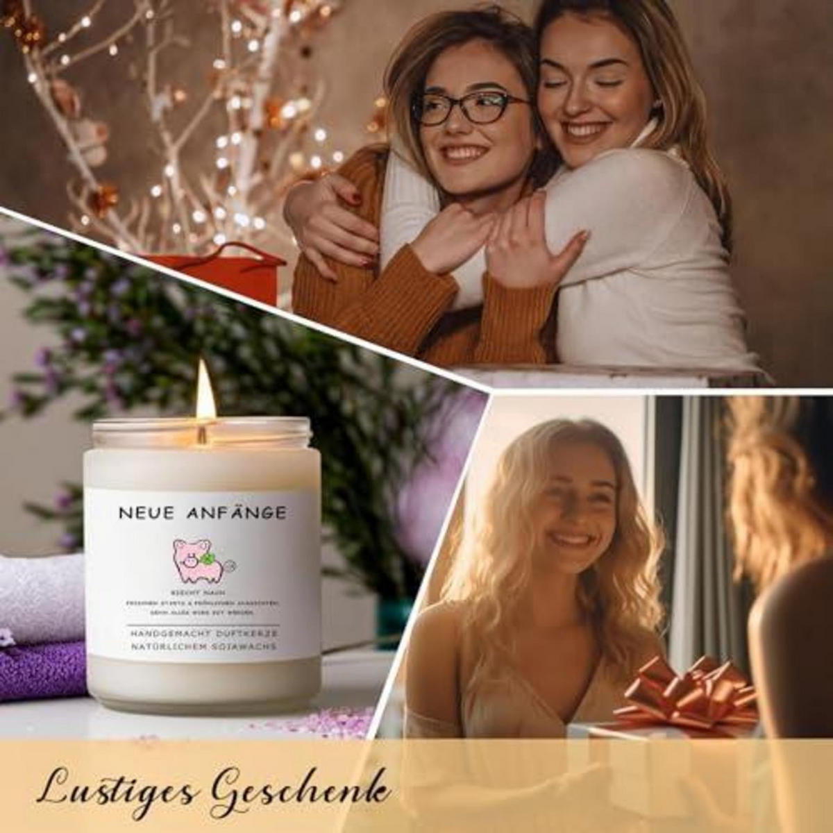 DUFTKERZE Neuanfang Lavendel handgemacht 45h Brenndauer - Weiß, Paraffin (9.1cm)