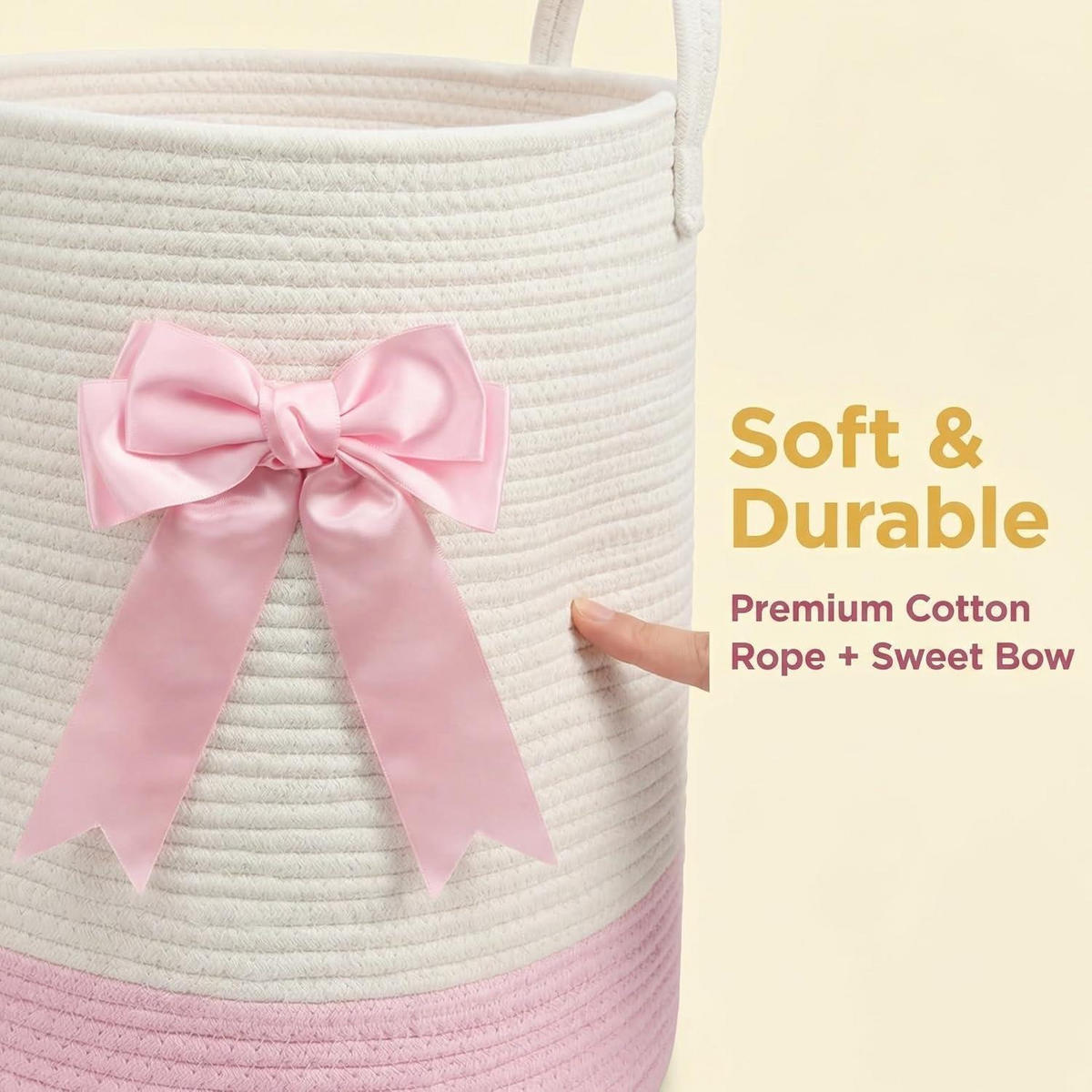 WÄSCHEKORB mit Schleife Rosa 38 x 45 cm - Rosa, Textil (38/45/38cm)
