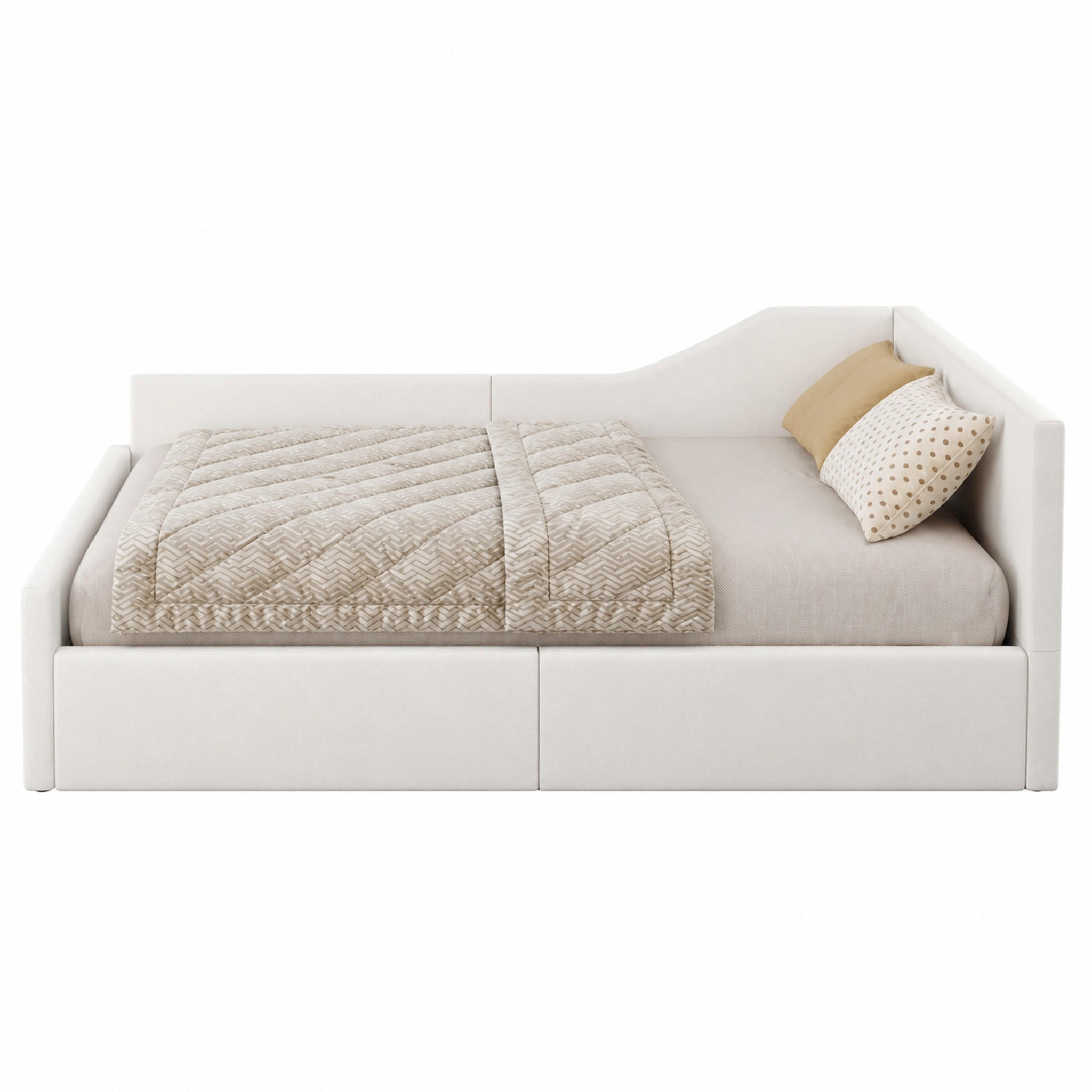 TAGESBETT mit Stauraum 140x200 cm Leinen Beige - Beige, Metall (140/200cm) - Meubliv