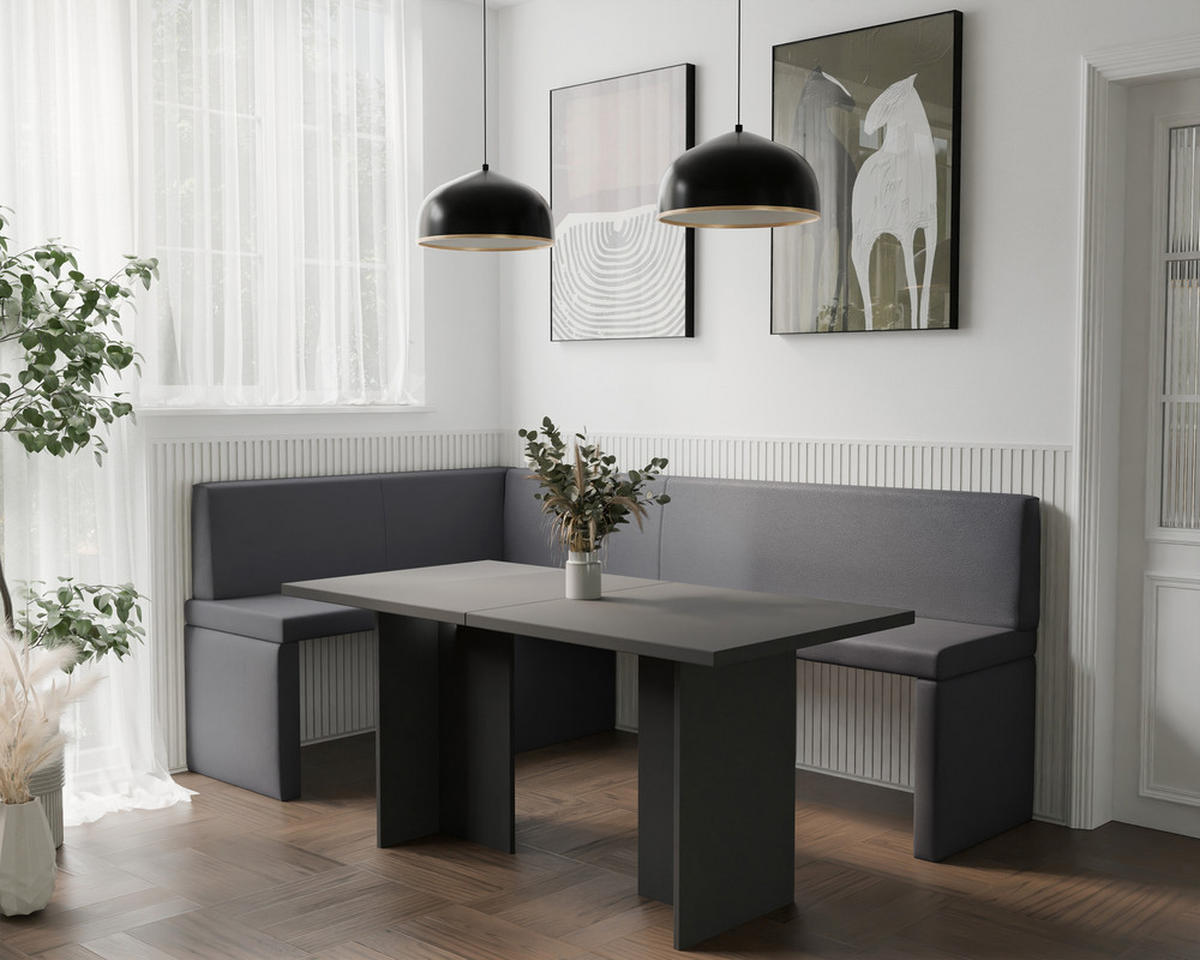 ECKBANK links OWEN Kunstleder, 128/168 cm Dunkelgrau - Dunkelgrau, Holz/Kunststoff (128/168cm) - Idohome
