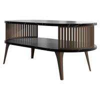 COUCHTISCH Roenni Oval Braun - Schwarz/Braun, Holzwerkstoff/Metall (100/50/44cm) - MIRJAN24