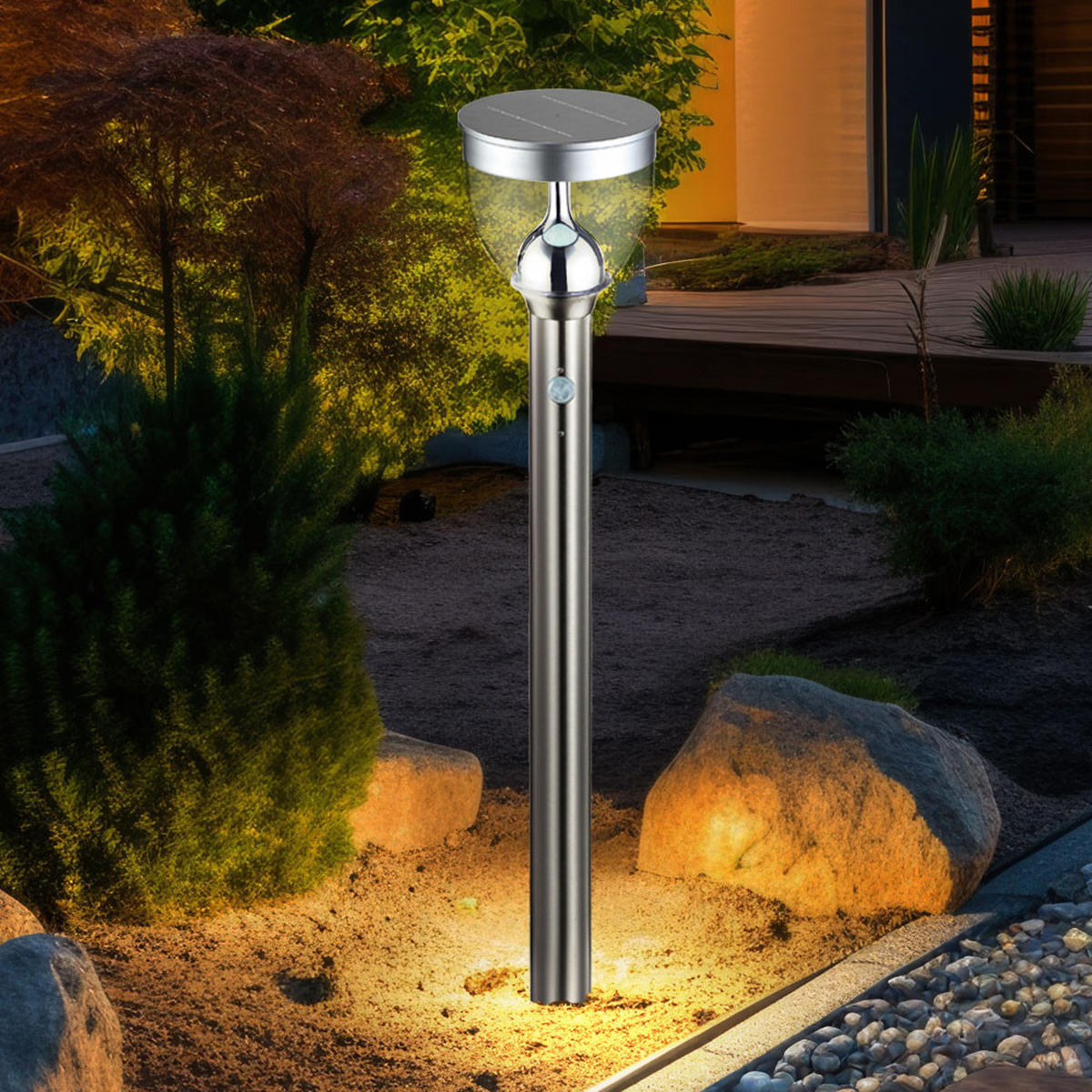 LED AUSSENLEUCHTE Edelstahl Silber - Silberfarben, Kunststoff/Metall (15/15/95cm) - Globo Lighting