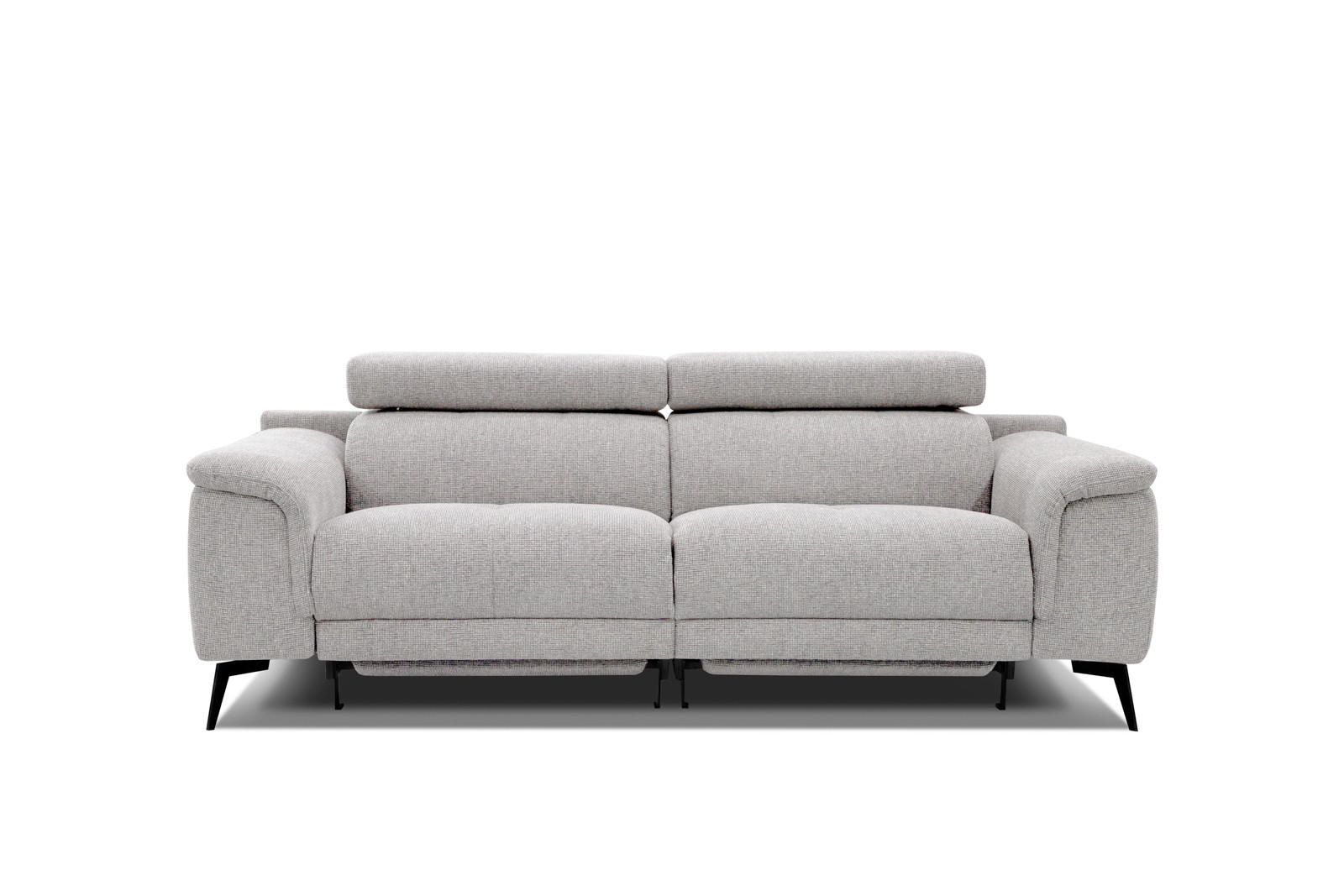 RELAXSOFA FIERO 3-Sitzer mit 2 Relaxfunktionen, hellgrau - Hellgrau/Schwarz, Holzwerkstoff/Textil (212/82/103cm) - Courtois Laville