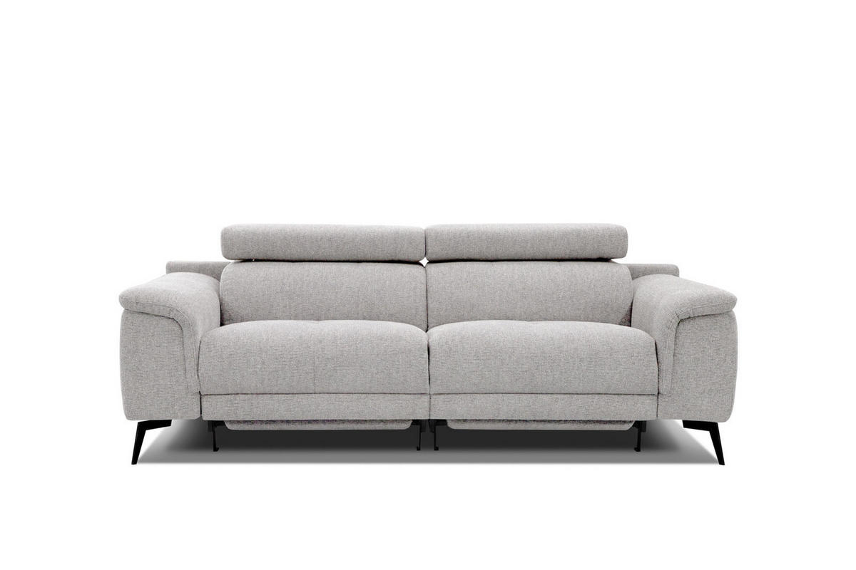 RELAXSOFA FIERO 3-Sitzer mit 2 Relaxfunktionen, hellgrau - Hellgrau/Schwarz, Holzwerkstoff/Textil (212/82/103cm) - Courtois Laville