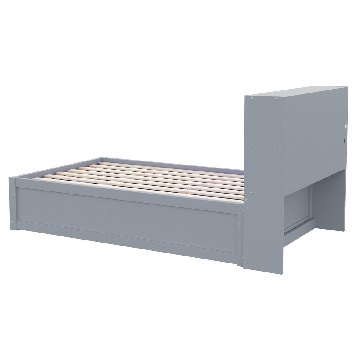 BETT 90/200 cm Grau aus Holz mit LED-Lichtleiste - Grau, Holz (90/200cm) - OKMYHOME