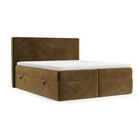 BOXBETT Nuvia 140/200 cm Honiggelb im Kronos Stoff - Schwarz/Honig, Holz/Holzwerkstoff (140/200cm) - AltaBeds
