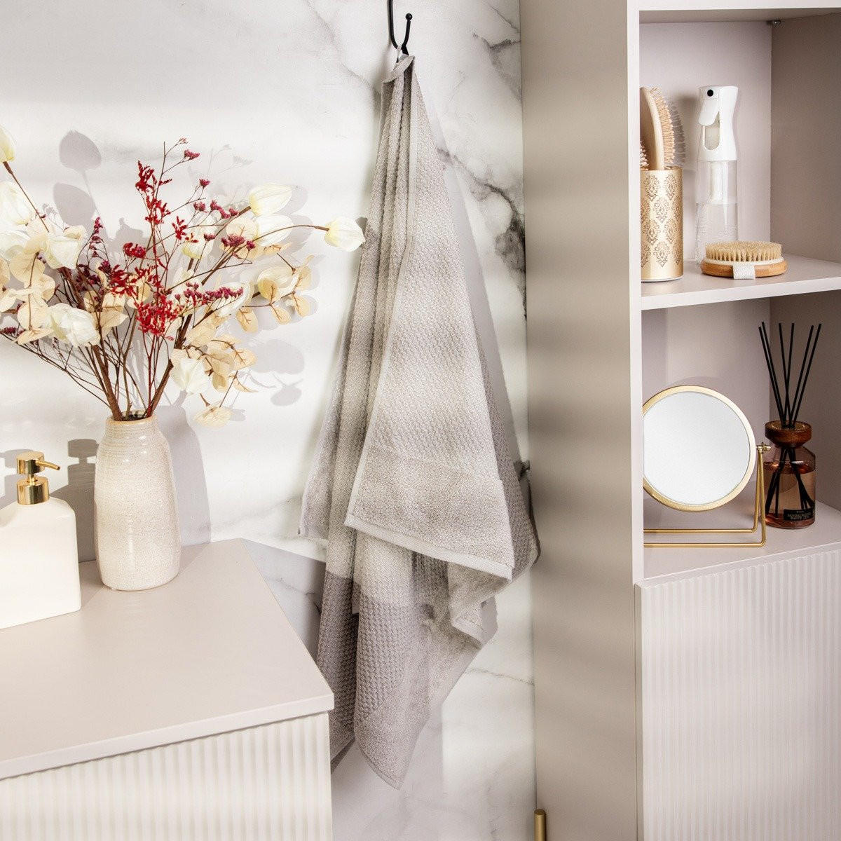 BADETUCH Nasia grau 70/130 cm - Grau, Textil (70/130cm) - Homla