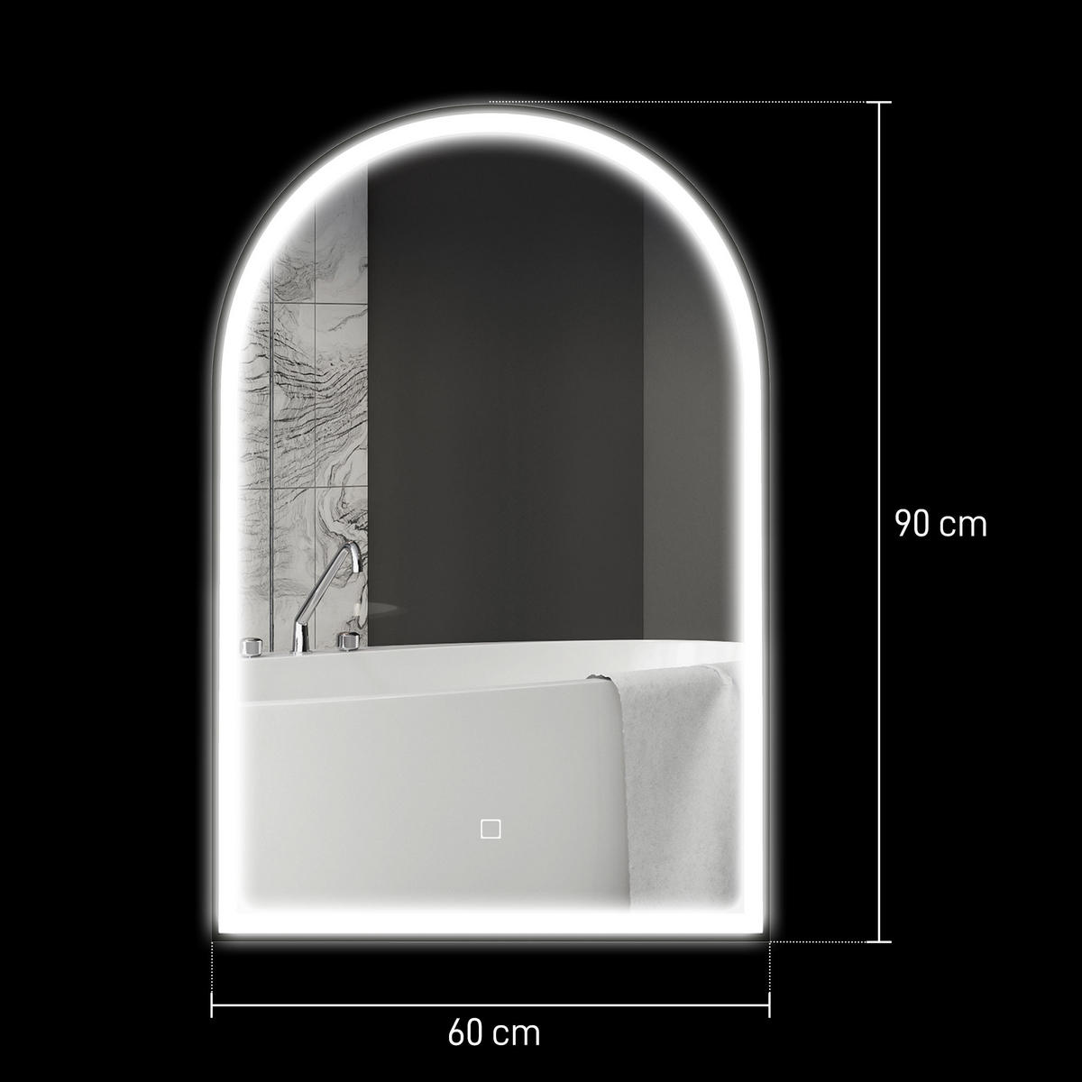 LED-BADEZIMMERSPIEGEL 90/60 cm - Silberfarben, Glas (90/60/3cm)