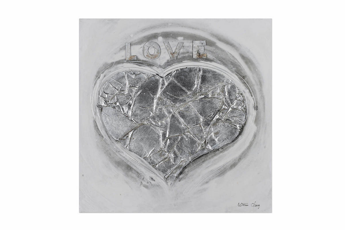 ACRYLBILD HANDGEMALT 80/80 cm - Weiß, Holz/Textil (80/80cm) - KUNSTLOFT