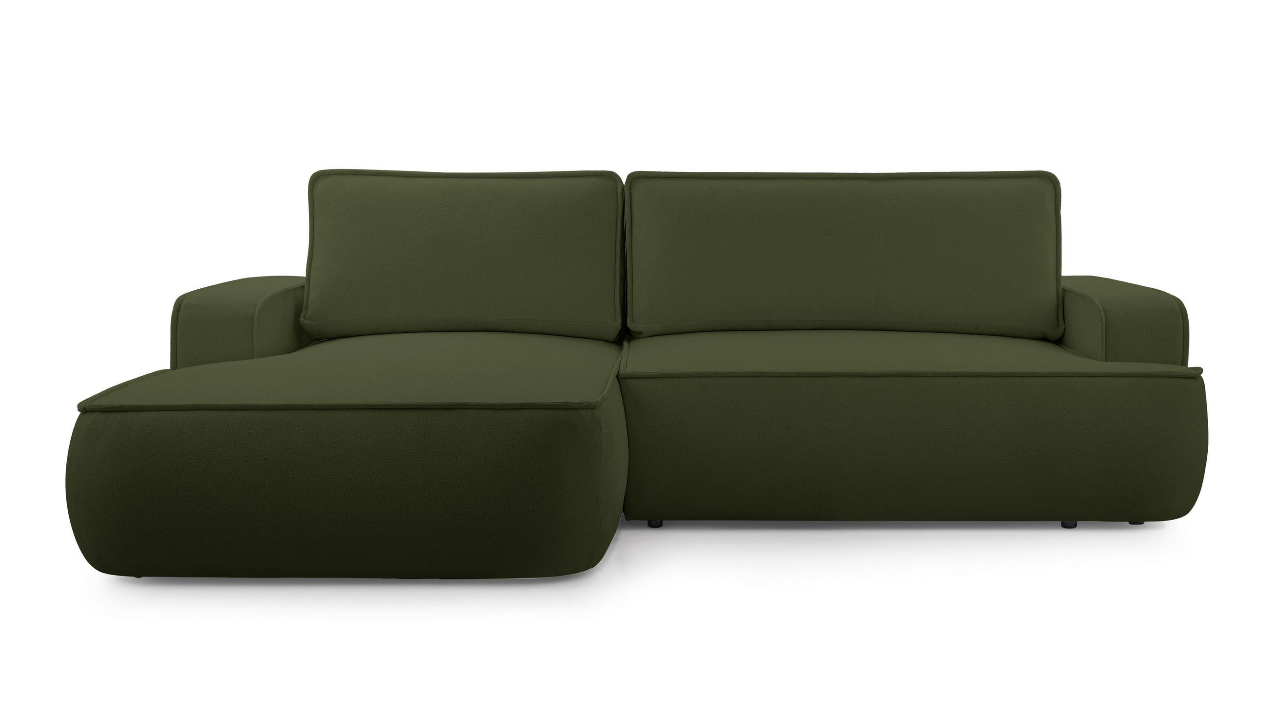 ECKSOFA L Form Ablia Dunkelgrün 267/168/87 cm mit Schlaffunktion L - Schwarz/Grün, Kunststoff/Textil (168/267cm) - AX Living