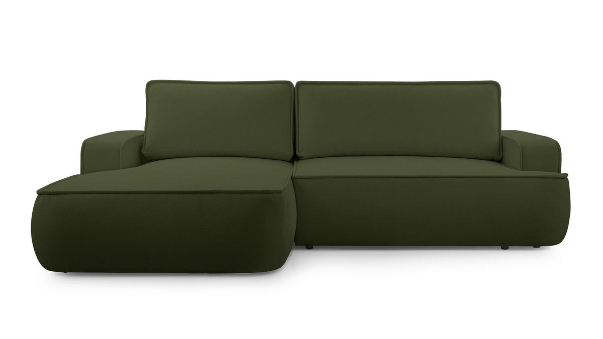 ECKSOFA L Form Ablia Dunkelgrün 267/168/87 cm mit Schlaffunktion L - Schwarz/Grün, Kunststoff/Textil (168/267cm) - AX Living
