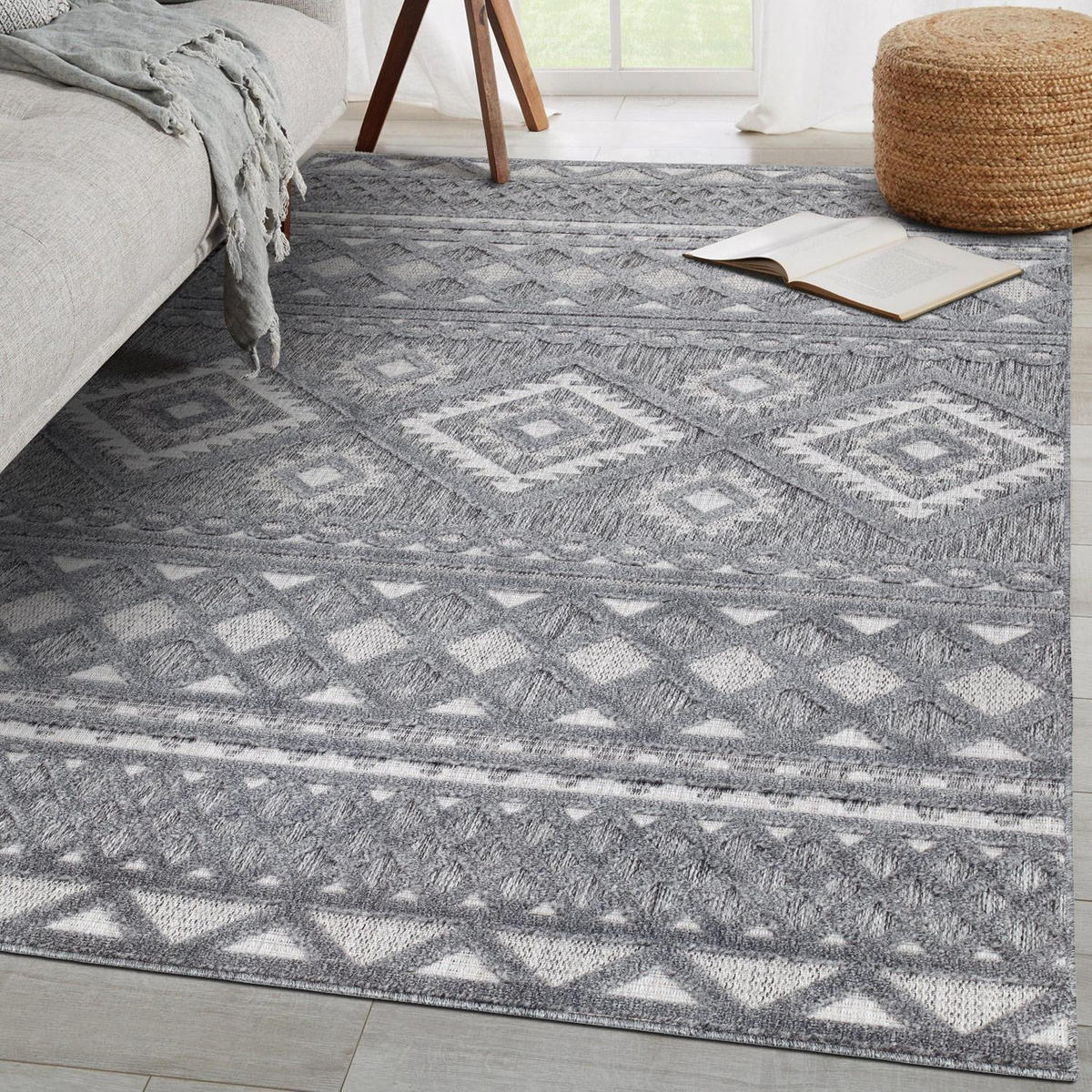 OUTDOOR-TEPPICH Santorini 435 Anthrazit 280x380 cm - Anthrazit, Textil (280/380cm) - carpet city