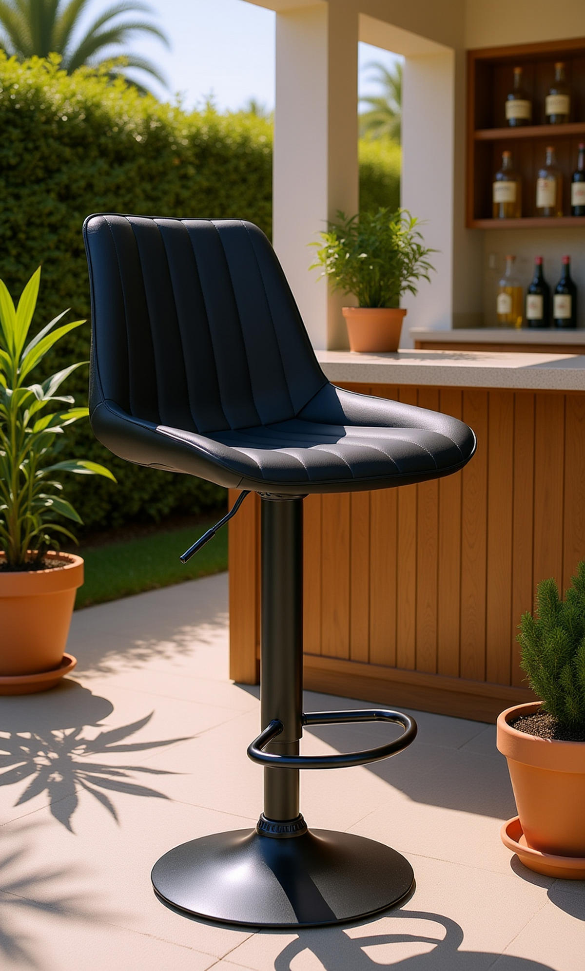 BARHOCKER 2er Set Tolor Kunstleder schwarz schwarz - Schwarz, Kunststoff/Metall (49.5/112/50cm) - TPFLiving