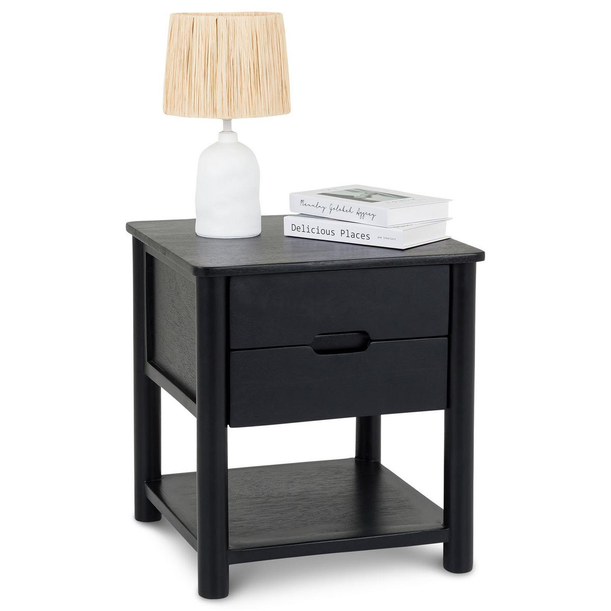 NACHTTISCH FADRI schwarz - Schwarz, Holz (50/55/50cm) - IDIMEX
