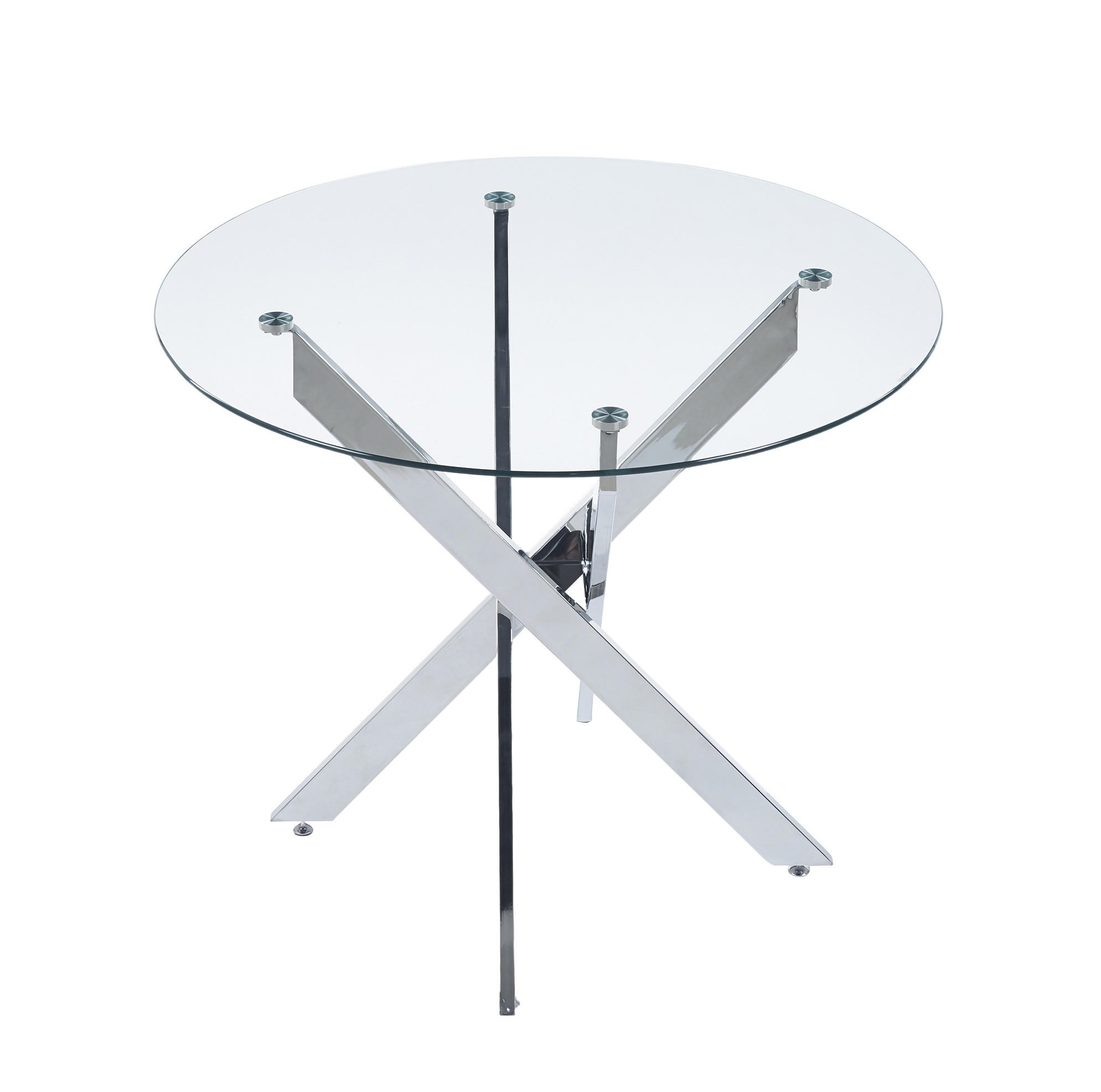 ESSTISCH 80/75/80 cm Silber aus Glas und Metall - Silberfarben, Metall (80/80/75cm) - OKMYHOME