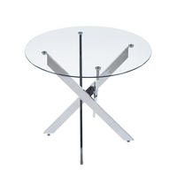 ESSTISCH 80/75/80 cm Silber aus Glas und Metall - Silberfarben, Metall (80/80/75cm) - OKMYHOME