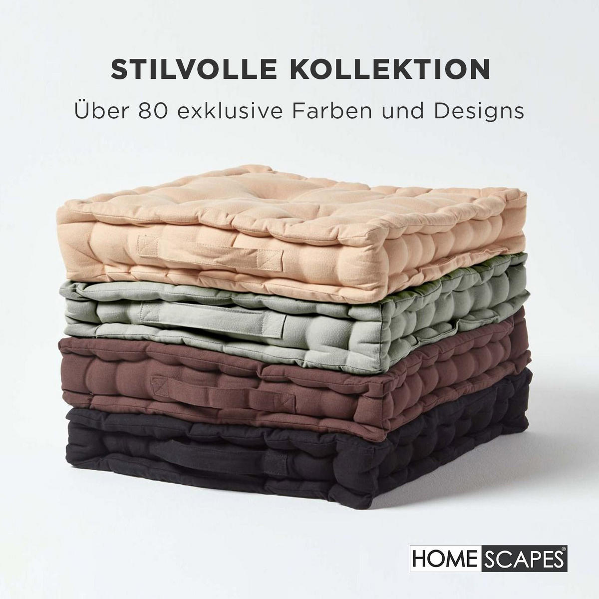 SITZKISSEN grau 40/40/8 cm – Bodenkissen unifarben - Grau, Textil (40/40/8cm) - Homescapes