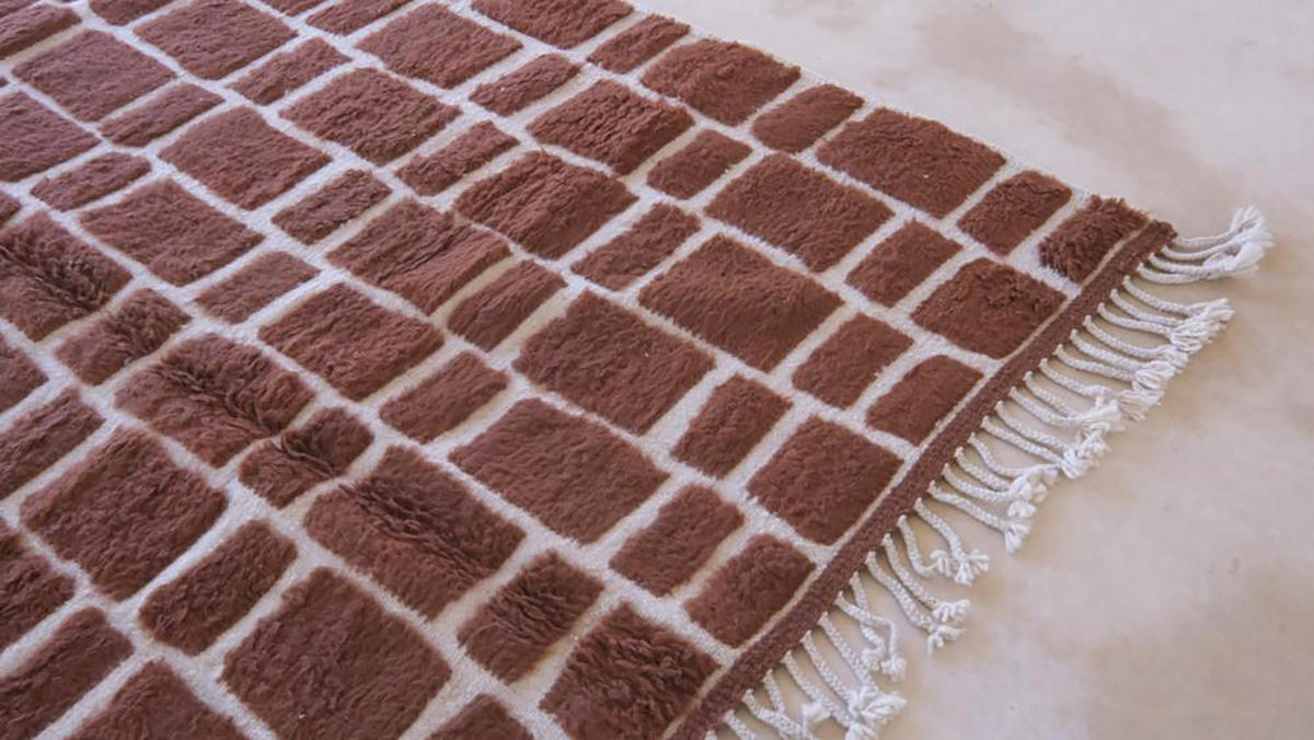 BERBERTEPPICH aus Marokko aus reiner Wolle bruin - Braun, Naturmaterialien (198/294cm) - AFK Living