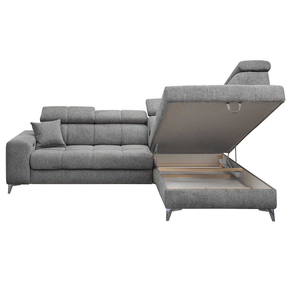 ECKSOFA mit Schlaffunktion - Webstoff - Anthrazit/Schwarz, Kunststoff/Textil (282/198cm) - home24