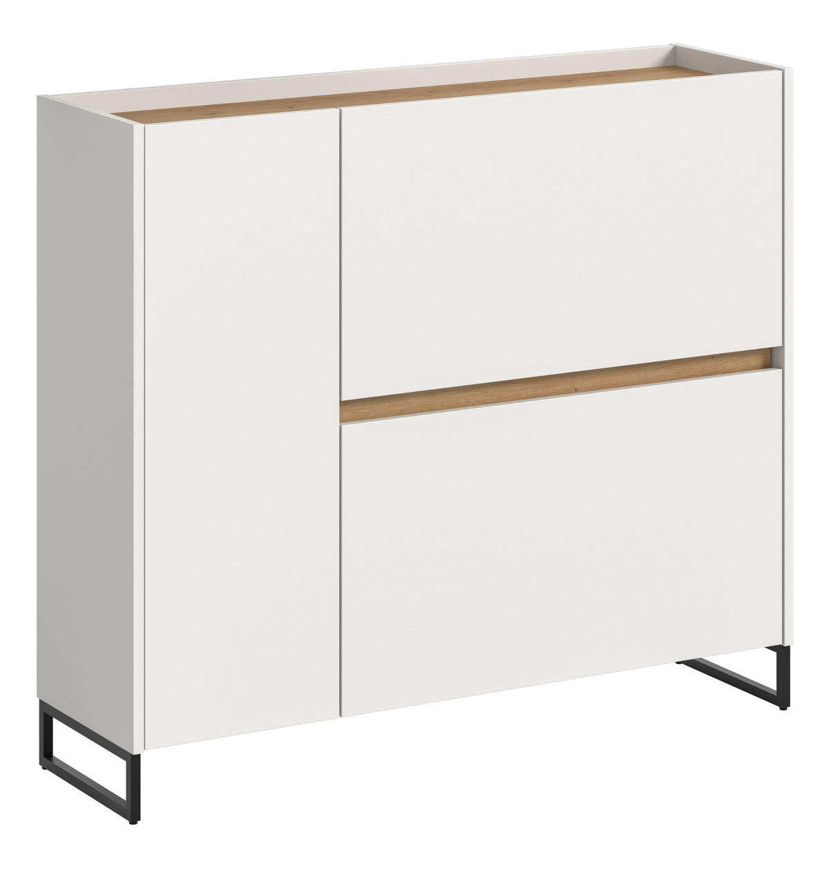 SCHUHKIPPER weiß und Artisan Eiche, Schuhschrank 110 x 94 cm, Soft-Close, Borga - Schwarz/Weiß, Holzwerkstoff/Metall (110/94/32cm) - Inn.Furn