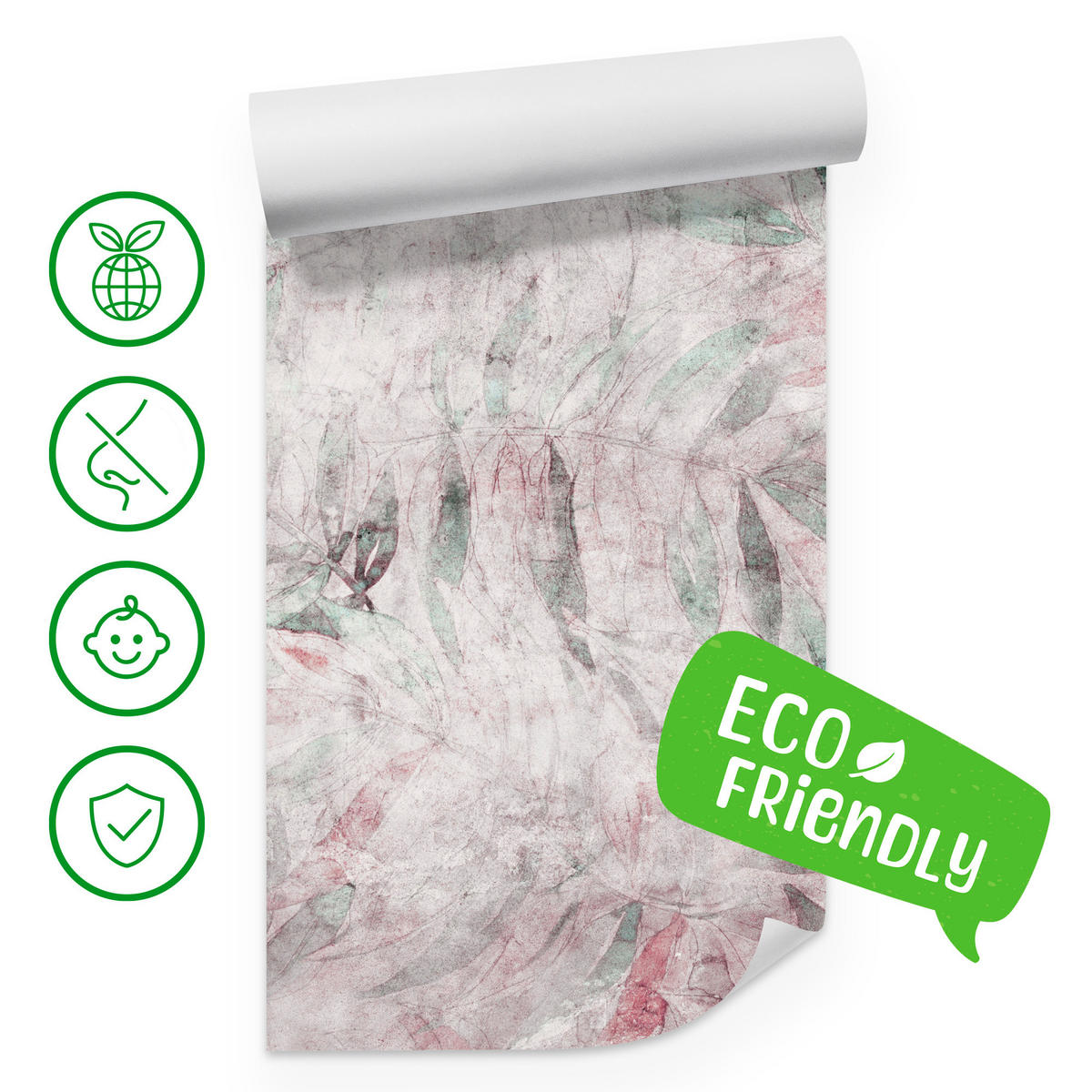 FOTOTAPETE Blätter Beton Abstraktion Vintage 150x105 - Violett/Rosa, Papier (150/105cm) - Muralo