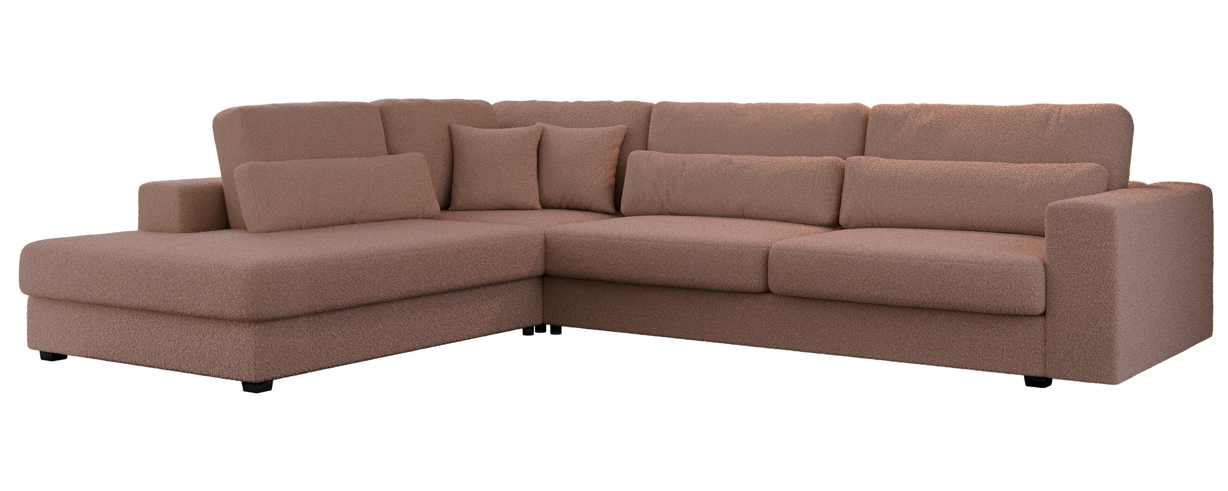 ECKSOFA Savona Rosa Boucle - links - Schwarz/Rosa, Kunststoff/Textil (316/249cm) - MKS