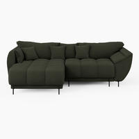 ECKSOFA LEGRO Links Grün Bouclé-Stoff L-Form Couch mit Schlaffunktion & Bettkasten - Schwarz/Grün, Holz (180/285cm) - Barchello