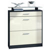 SCHUHSCHRANK Loret Front in Creme Hochglanz - Creme, Holzwerkstoff (89/104/23cm) - Vladon