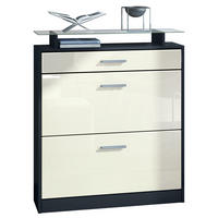 SCHUHSCHRANK Loret Front in Creme Hochglanz - Creme, Holzwerkstoff (89/104/23cm) - Vladon